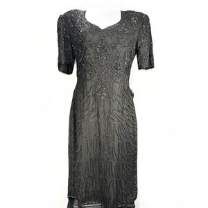 Vintage Mark & John By Sam Women's Short Sleeves Silk Beaded Mini Dress Size M‎